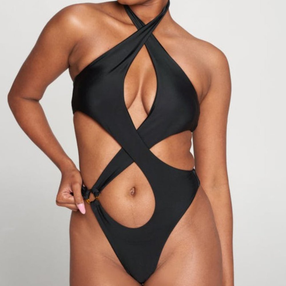 Black Crossover one piece Swimsuit